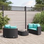 vidaXL Salon de jardin 5 Pièces avec coussins noir résine tressée