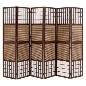 Paravent bois 6 pièces marron bambou pliable
