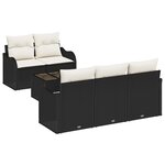 Set de 6 canapés de jardin vidaXL avec coussins en poly rattan noir