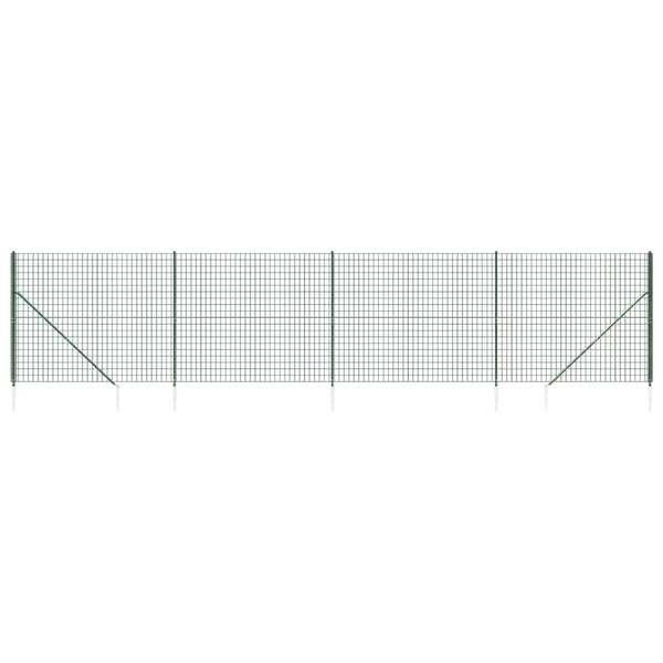 vidaXL Clôture en treillis métallique et piquet d'ancrage vert 2 2x10m
