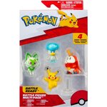 Jazwares PKW3402 - Pokémon - Set de 4 figurines de bataille - Pikachu  Crokel  Kwaks  Felori