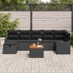 vidaXL Ensemble de canapé de jardin avec coussin 8 Pièces Noir polyrotin