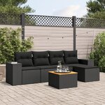 vidaXL Salon de jardin 6 Pièces avec coussins noir résine tressée