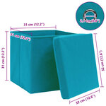 vidaXL Boîtes de rangement et couvercles 10 Pièces Bleu 32x32x32 cm Tissu