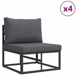 vidaXL Ensemble de canapé de jardin avec coussin 7 Pièces Noir Aluminium