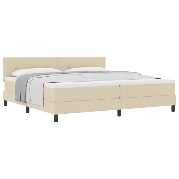 vidaXL Lit à ressorts avec tête de lit Crème 200 x 200 cm tissu