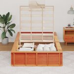 vidaXL Cadre de lit avec stockage Marron cire 90 x 190 cm Bois massif