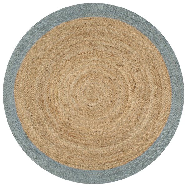 vidaXL Tapis fait à la main Jute avec bord vert olive 90 cm