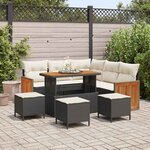 vidaXL Ensemble de canapé de jardin avec coussin 9 Pièces Noir et crème