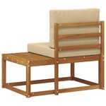 vidaXL Canapé d'extérieur en bout avec coussin Naturel 91 x 63 x 73 cm