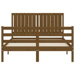 vidaXL Cadre de lit avec tête de lit marron miel double bois massif