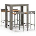 vidaXL Ensemble de bar jardin 5 Pièces gris poly rotin/bois massif acacia