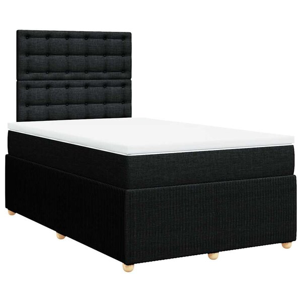 vidaXL Sommier à lattes de lit avec matelas noir 120x190 cm tissu