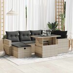 vidaXL Salon de jardin avec coussins 7 Pièces gris clair résine tressée