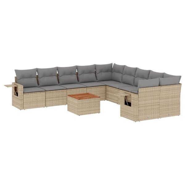 vidaXL Salon de jardin et coussins 11 Pièces mélange beige résine tressée