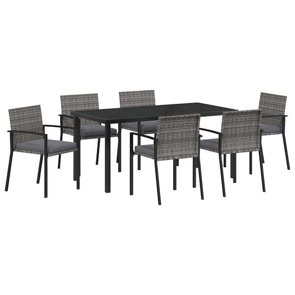 vidaXL Ensemble de salle à manger pour jardin 7 Pièces Gris Poly rotin
