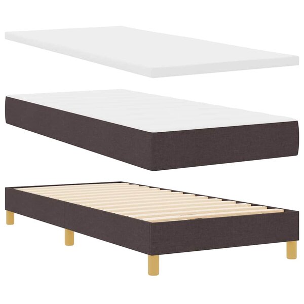 vidaXL Lit à ressorts avec matelas Marron foncé 100 x 200 cm tissu