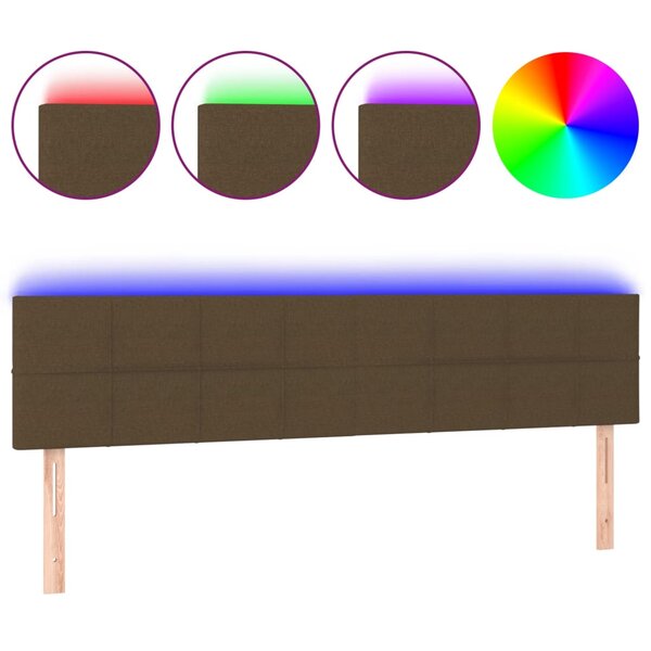 vidaXL Tête de lit à LED Marron Foncé 160x5x78/88 cm Tissu