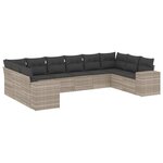 vidaXL Salon de jardin avec coussins 10 Pièces gris clair résine tressée