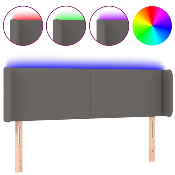 vidaXL Tête de lit à LED Gris 147x16x78/88 cm Similicuir