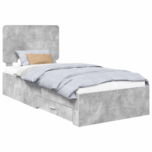 vidaXL Cadre de lit Gris béton 100 x 200 cm Bois d'ingénierie