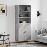 vidaXL Buffet haut Gris béton 69 5x34x180 cm Bois d'ingénierie