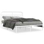 vidaXL Cadre de lit métal avec tête de lit blanc 140x200 cm