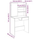 vidaXL Coiffeuse avec miroir vieux bois 74 5x40x141 cm