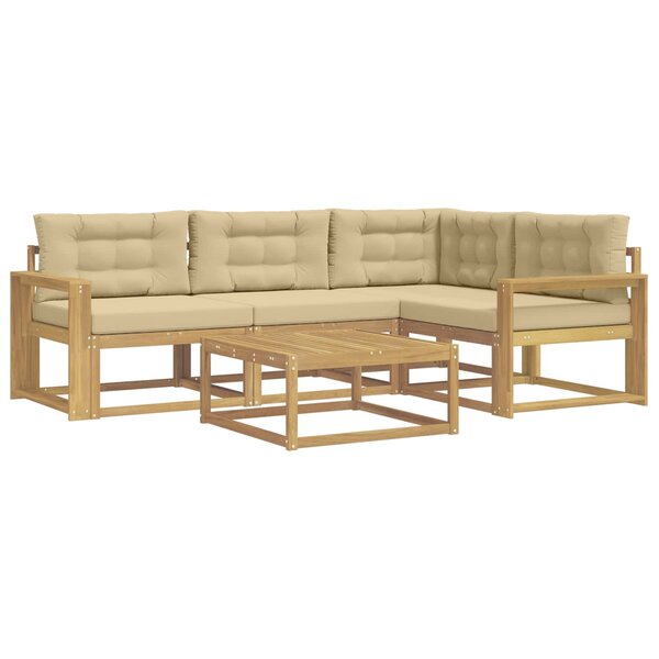 vidaXL Ensemble de canapés d'extérieur 5 pc Blanc et Beige Polyester