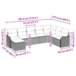 Canapé de jardin 9 pièces avec coussins marron en poly rattan