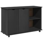vidaXL Cabinet roulant Gris 100 x 39 x 65 5 cm Bois de Pin Massif