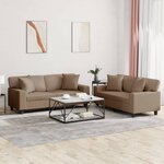 vidaXL Ensemble de canapés 2 Pièces avec coussins cappuccino similicuir