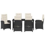 vidaXL Ensemble de salle à manger de jardin 7 pièces avec coussins - Rattan Poly Noir