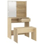 vidaXL Ensemble de coiffeuse avec LED Chêne Sonoma Bois d'ingénierie