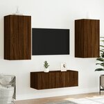 vidaXL Unités murales TV avec LED 4 Pièces chêne marron bois d'ingénierie