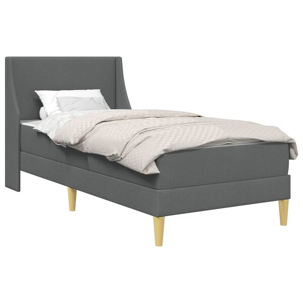 vidaXL Cadre de lit avec matelas Gris 90 x 190 cm Polyester