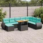 vidaXL Salon de jardin 9 Pièces avec coussins noir résine tressée