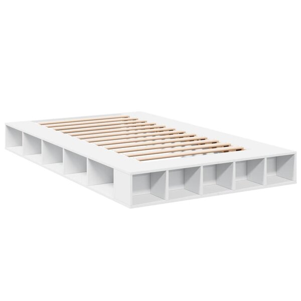 vidaXL Cadre de lit blanc 135x190 cm bois d'ingénierie