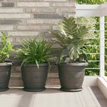 vidaXL Pot à fleurs rond 6 Pièces Noir Ø 34 x 28 cm Plastique