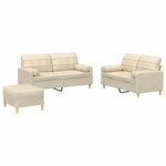 vidaXL Ensemble de canapés 3 Pièces avec coussins crème tissu