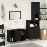 Ensemble de meubles de salle de bain 3 pièces vidaXL Chêne noir Bois d'ingénierie