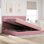 vidaXL Lit de rangement LED avec matelas Rose 200 x 200 cm Velours