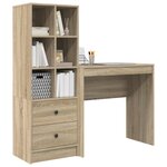 vidaXL Bureau avec tiroir avec étagère 2 Pièces Chêne Sonoma
