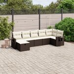 vidaXL Salon de jardin avec coussins 7 Pièces marron résine tressée