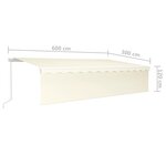 vidaXL Auvent manuel rétractable avec store 6x3 m Crème