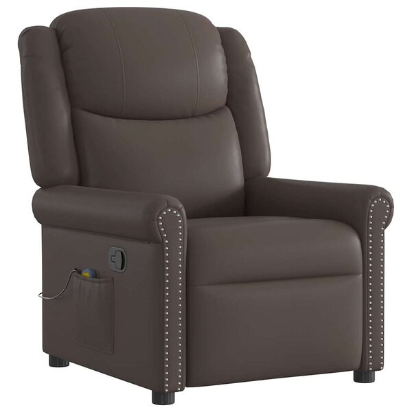 vidaXL Fauteuil de massage Marron Similicuir brillant