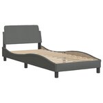 vidaXL Cadre de lit avec lumières LED gris foncé 90x200 cm tissu