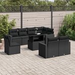 vidaXL Salon de jardin 9 Pièces avec coussins noir résine tressée