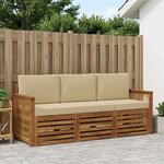 vidaXL Ensembles de canapés avec coussin 3 Pièces Bois d'Acacia Massif