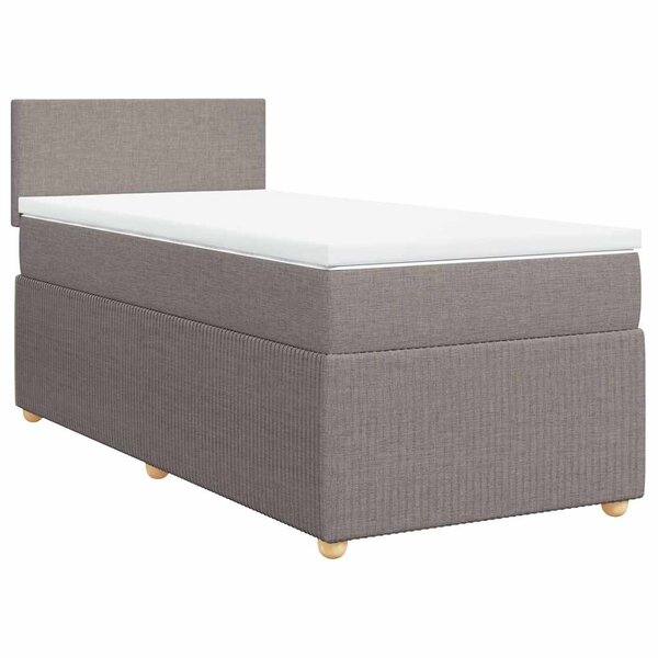 vidaXL Sommier à lattes de lit avec matelas Taupe 100x200 cm Tissu